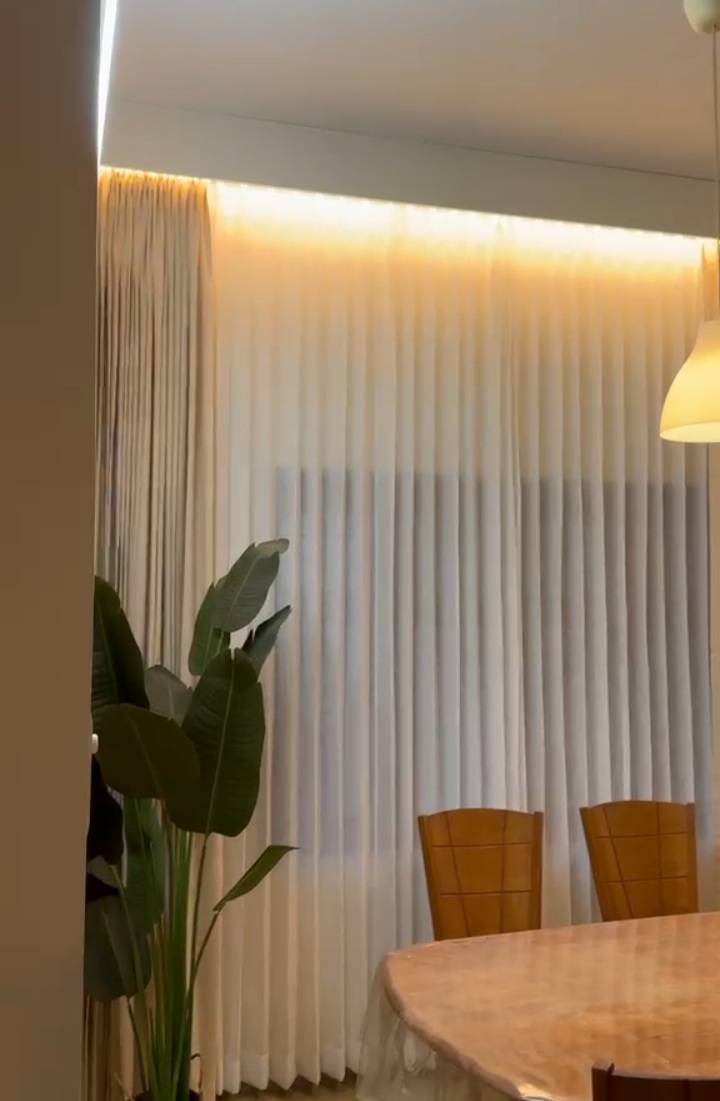 Detail of pleated curtain fold structure