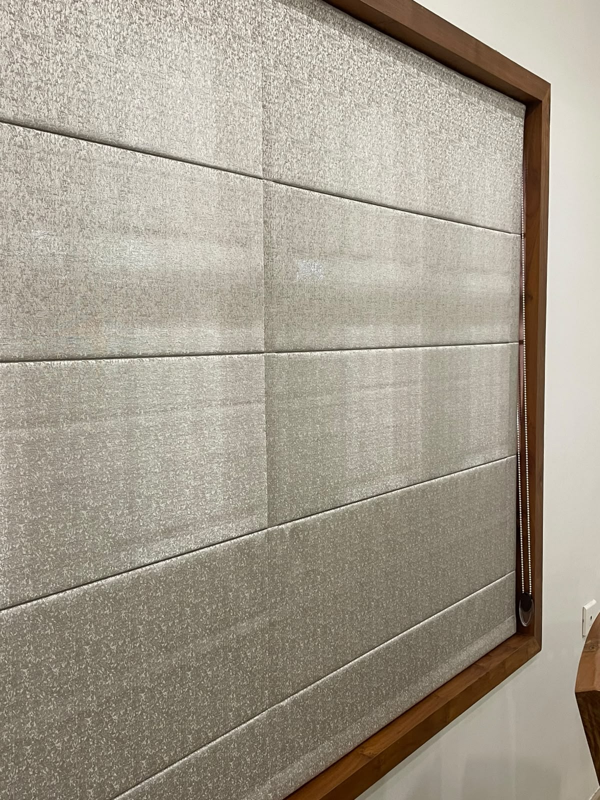 Detail of Roman blind fabric fold