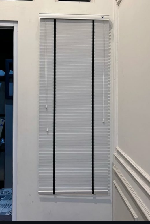 Detail of wooden blind slat grain